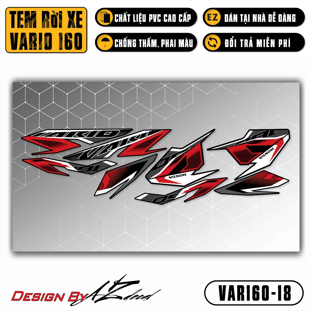 Decal Rời Dán Xe Vario 160 2023 Mẫu Chữ Vario 150 | VAR160-18 | Team Tem Hình Dán Xe Máy Chống Thấm Nước Chống Xước
