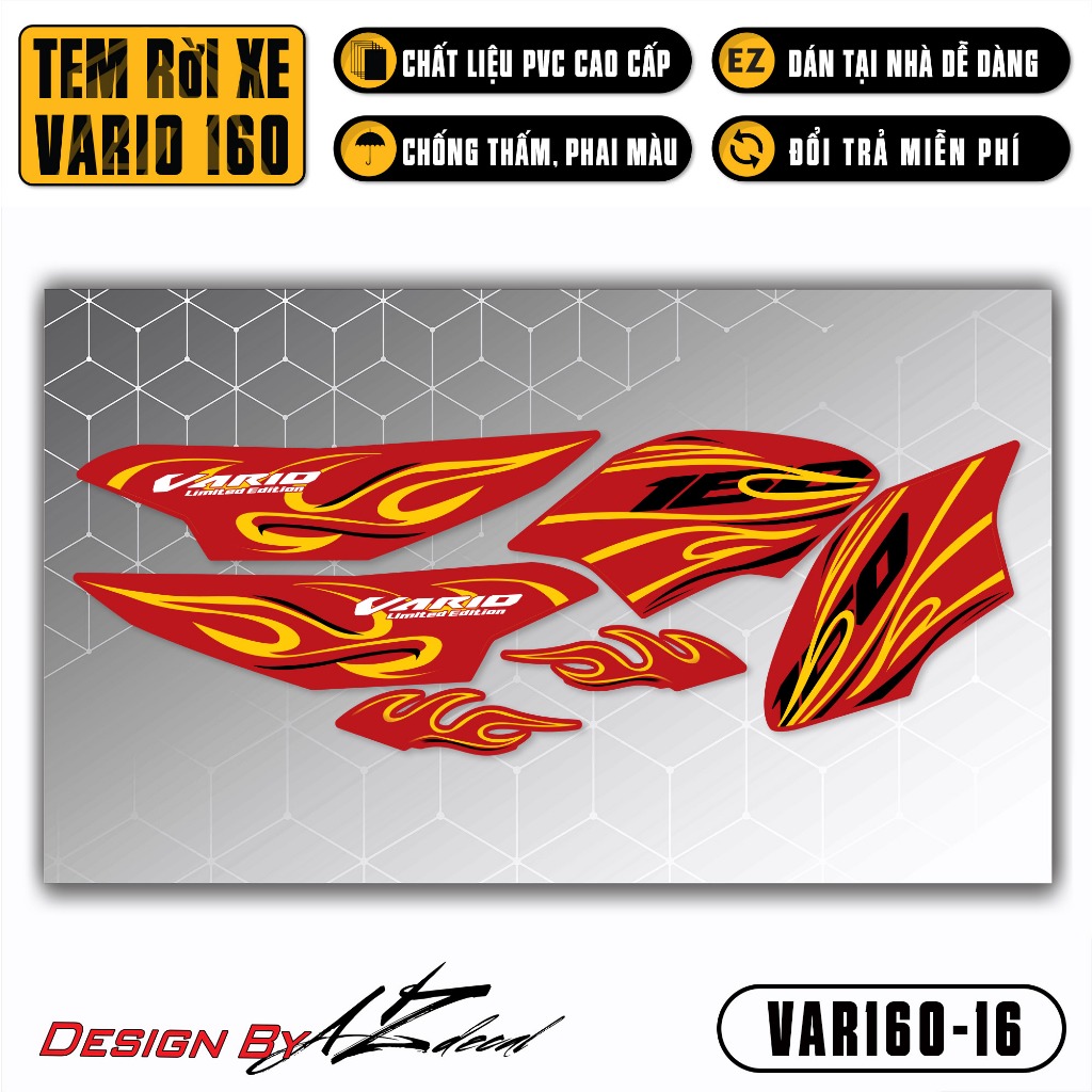 Decal Rời Dán Xe Vario 160 2023 | VAR160-16 | Team Tem Hình Dán Xe Máy Chống Thấm Nước Chống Xước
