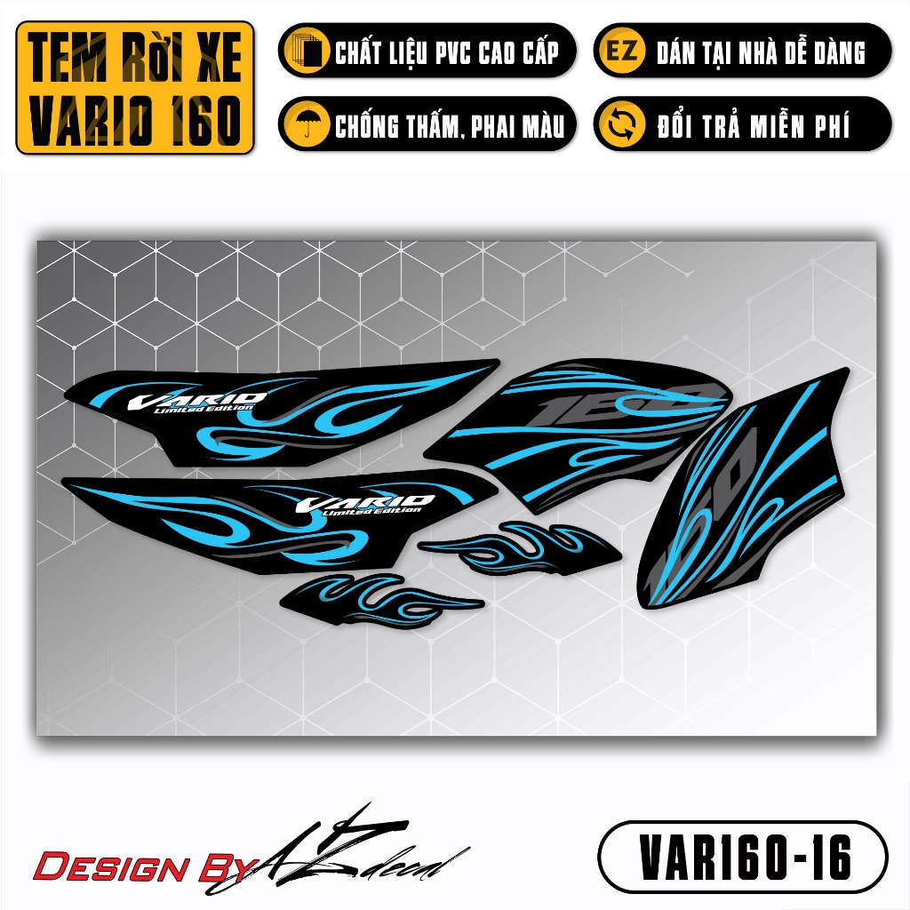 Decal Rời Dán Xe Vario 160 2023 | VAR160-16 | Team Tem Hình Dán Xe Máy Chống Thấm Nước Chống Xước