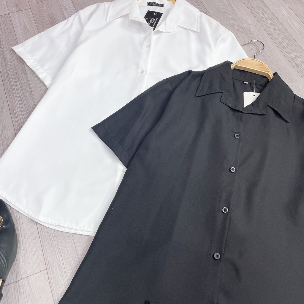 Áo Sơ Mi Bigsize Nữ Tay Ngắn Form Rộng Thoải Mái Vải Mềm Ít Nhăn Đi Học Đi Làm SMHS | BigBuy360 - bigbuy360.vn