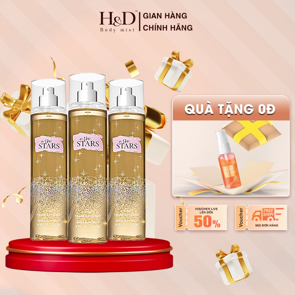 Body Mist Bath & Body Works In The Stars xịt thơm toàn thân HD Body Mist sang trọng 236ML