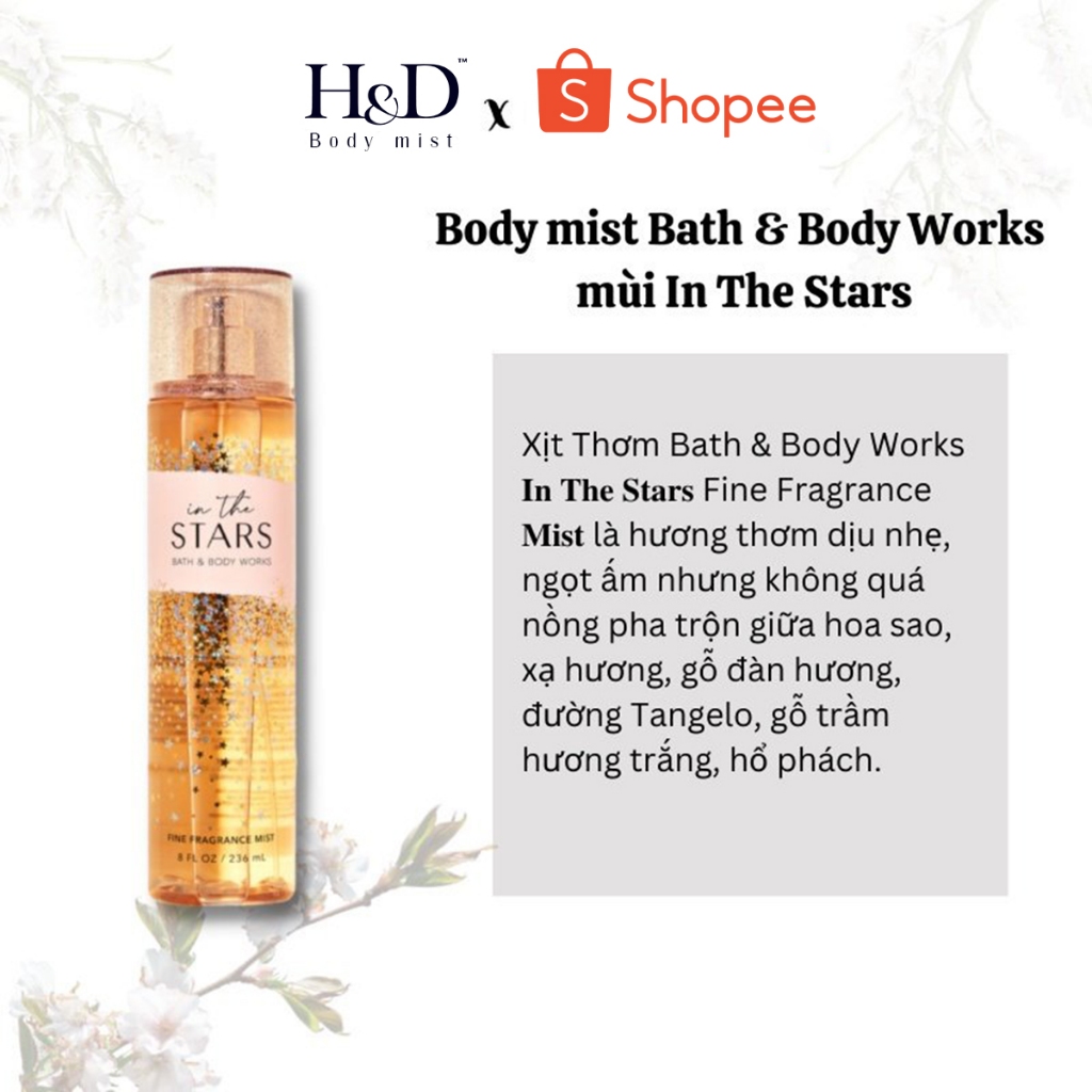 Body Mist Bath & Body Works In The Stars xịt thơm toàn thân HD Body Mist sang trọng 236ML