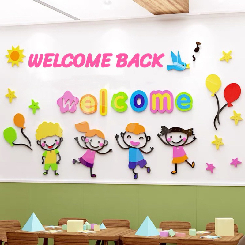 Decal dán tường acrylic, mica dán nổi thank you trang trí shop quần áo, quán cafe, trà sữa, văn phòng, trường học