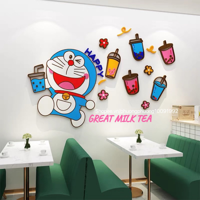 Decal dán tường acrylic, mica dán nổi thank you trang trí shop quần áo, quán cafe, trà sữa, văn phòng, trường học