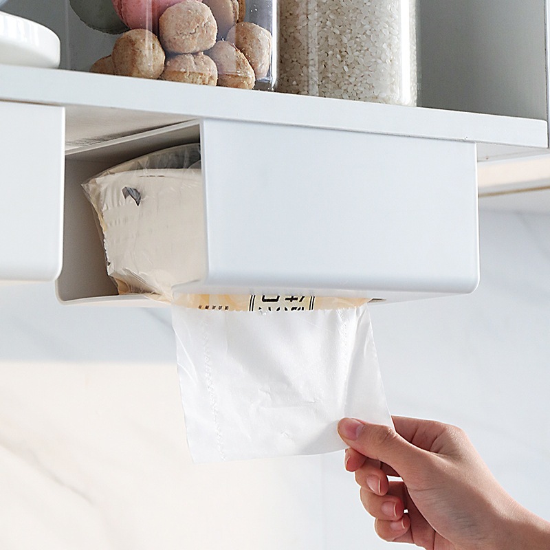Hộp Đựng Khăn Giấy Rút Dán Tường - Hộp Đựng Giấy Ăn, Giấy Lau Tay Dán Kệ Bếp Tiện Lợi