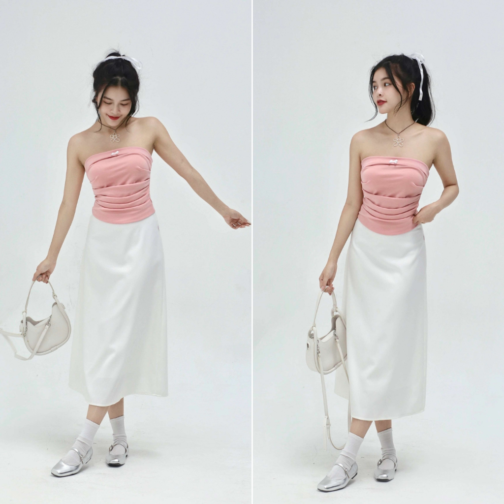 Chân váy dài nữ VMSTYLE form chữ A trơn xòe basic thanh lịch 17365 - CVD00060