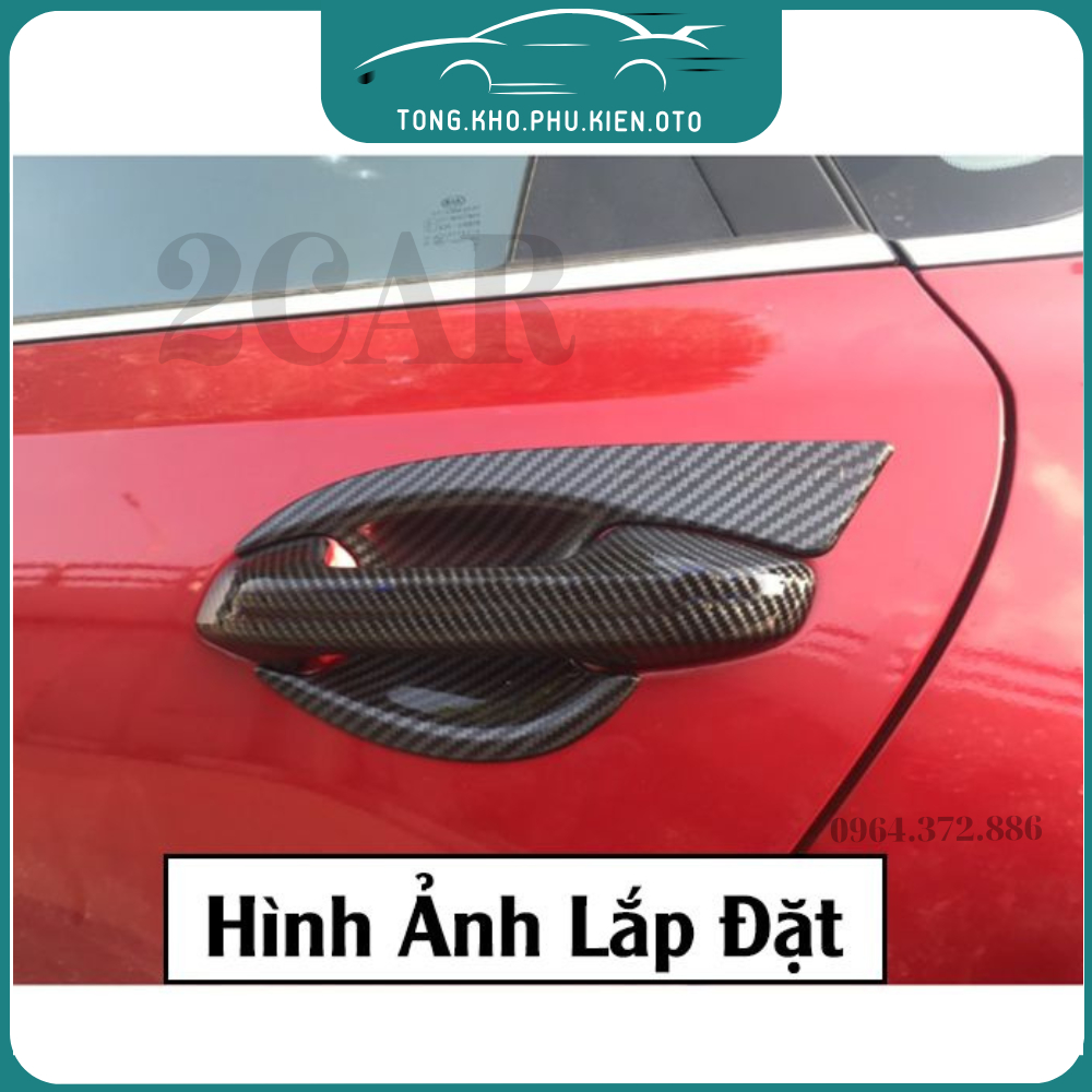 Ốp Tay nắm, Hõm Cửa cacbon xe Kia Cerato 2019- 2020- 2021-2022-2023 vân Carbon cao cấp - Ốp bảo vệ,trang trí tay nắm xe
