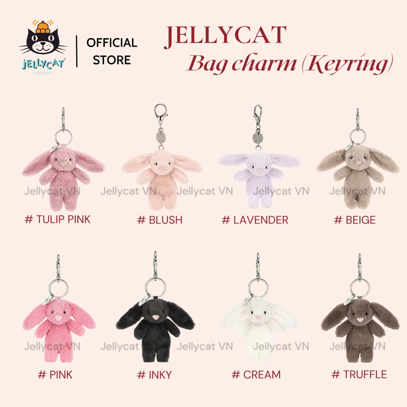 Móc khoá, móc cặp, phụ kiện treo túi, treo balo Jellycat bag charm (keyring) cheapmoment vs Jisoo Blackpink