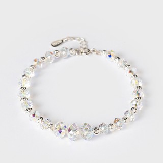 Lắc tay bạc nữ TWINKLE TIME bi phay xen kẽ đá pha lê tròn cao cấp TT168