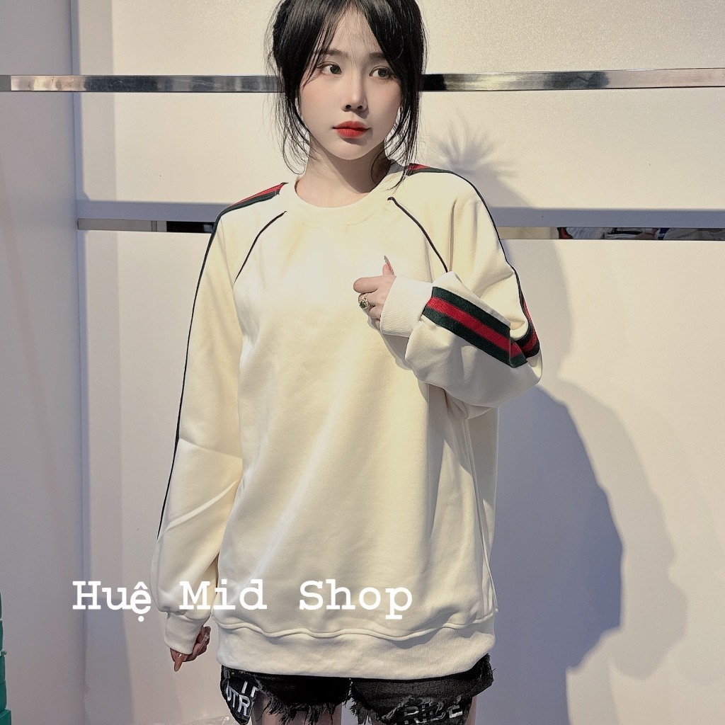 Áo Sweater Cổ Tròn , Áo Sweater Màu Kem Phối Màu Siêu Xinh  A06