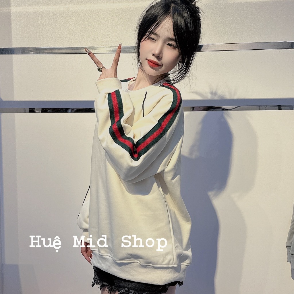Áo Sweater Cổ Tròn , Áo Sweater Màu Kem Phối Màu Siêu Xinh  A06