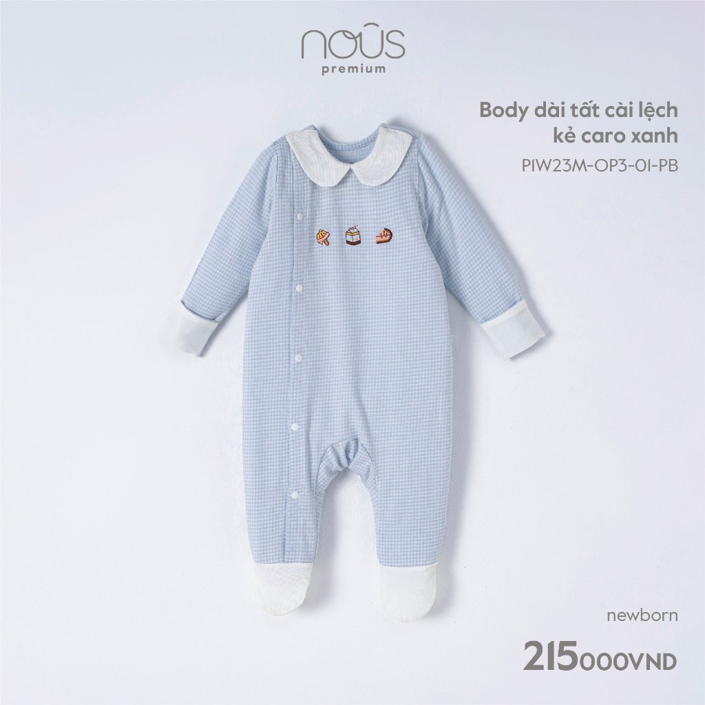 Bộ body sơ sinh liền tất  Nous newborn hoạ tiết