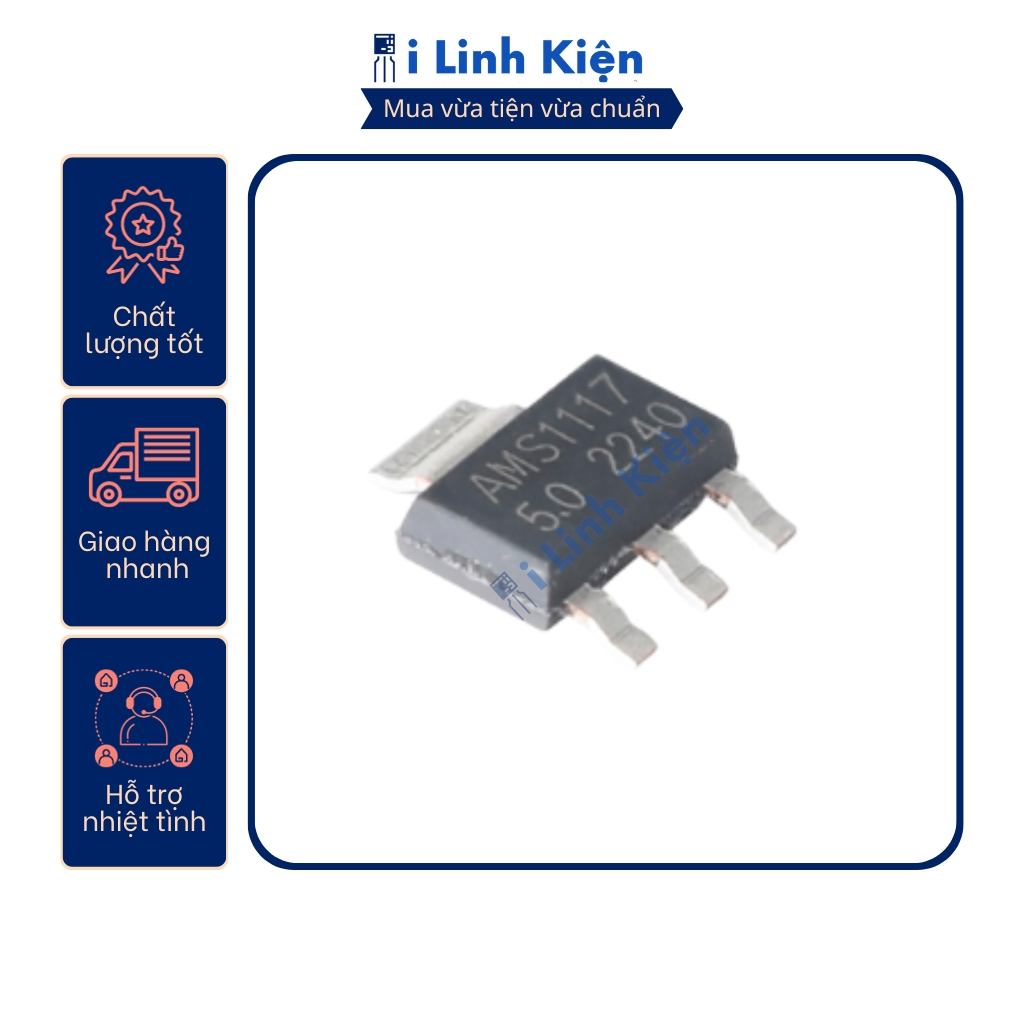 AMS1117 IC nguồn AMS1117 5V 1A SOT-223 chất lượng tốt.