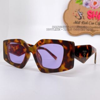 Kính Mát Nữ Màu Tím Gọng Nâu Hổ Phách Cao Cấp Kèm Hộp Như Hình