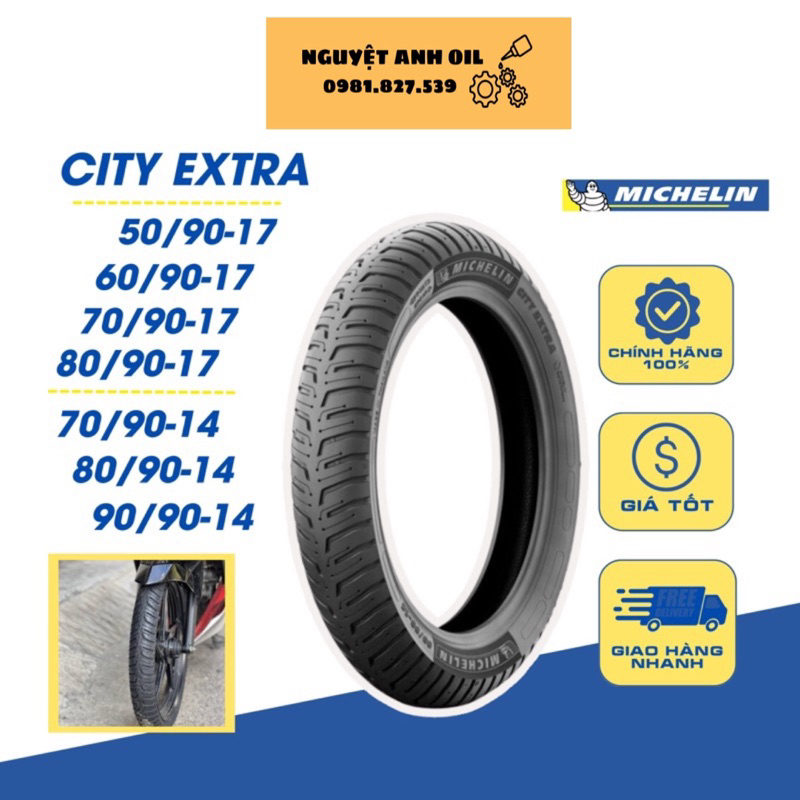 Vỏ lốp xe máy Michelin City Extra đủ size 50 60 70 80/90-17 - 70 80 90/90-14