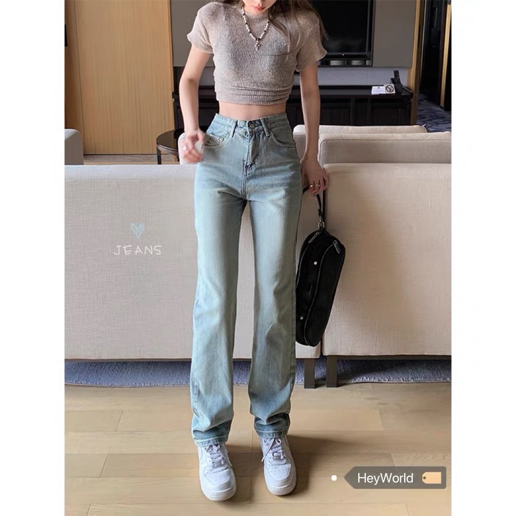 Quần Jeans Nữ Ống Suông , Quần Bò Nữ Ống Rộng Cạp Cao Trẻ Trung Phong Cách Đường Phố TL26