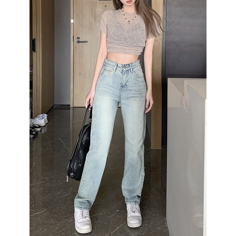 Quần Jeans Nữ Ống Suông , Quần Bò Nữ Ống Rộng Cạp Cao Trẻ Trung Phong Cách Đường Phố TL26
