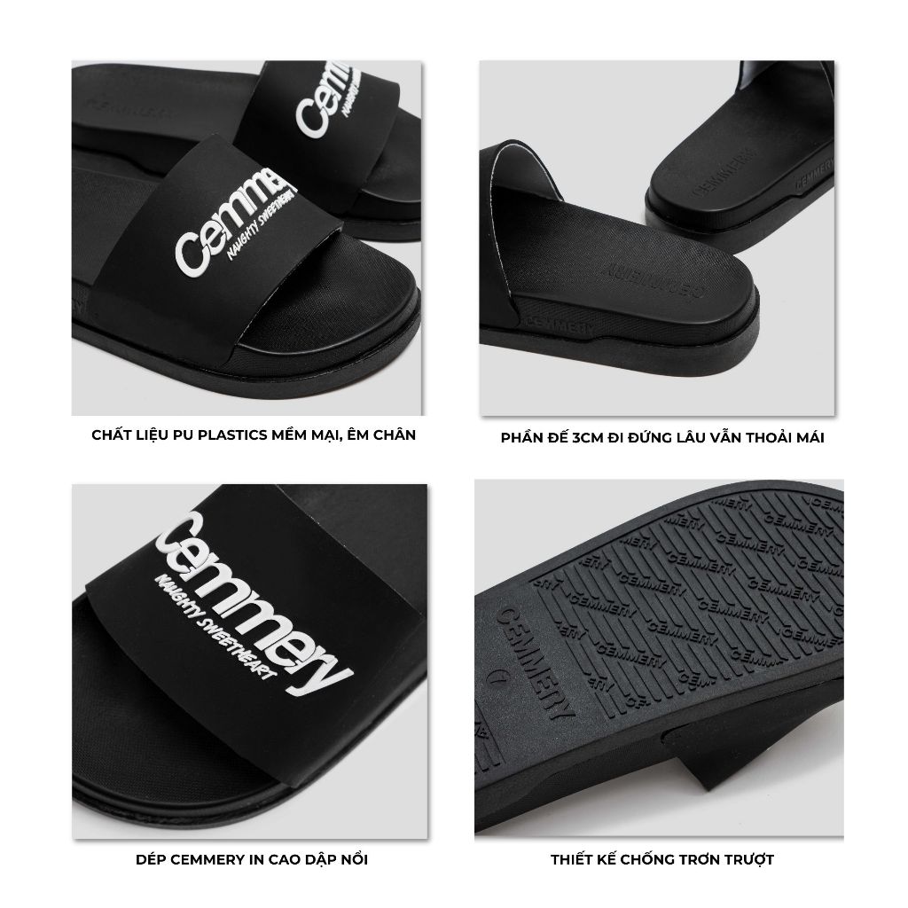 Dép Quai Ngang LocalBrand Cemmery ESSENTIAL SLIPPERS, Dép Unisex nam nữ 3 Color