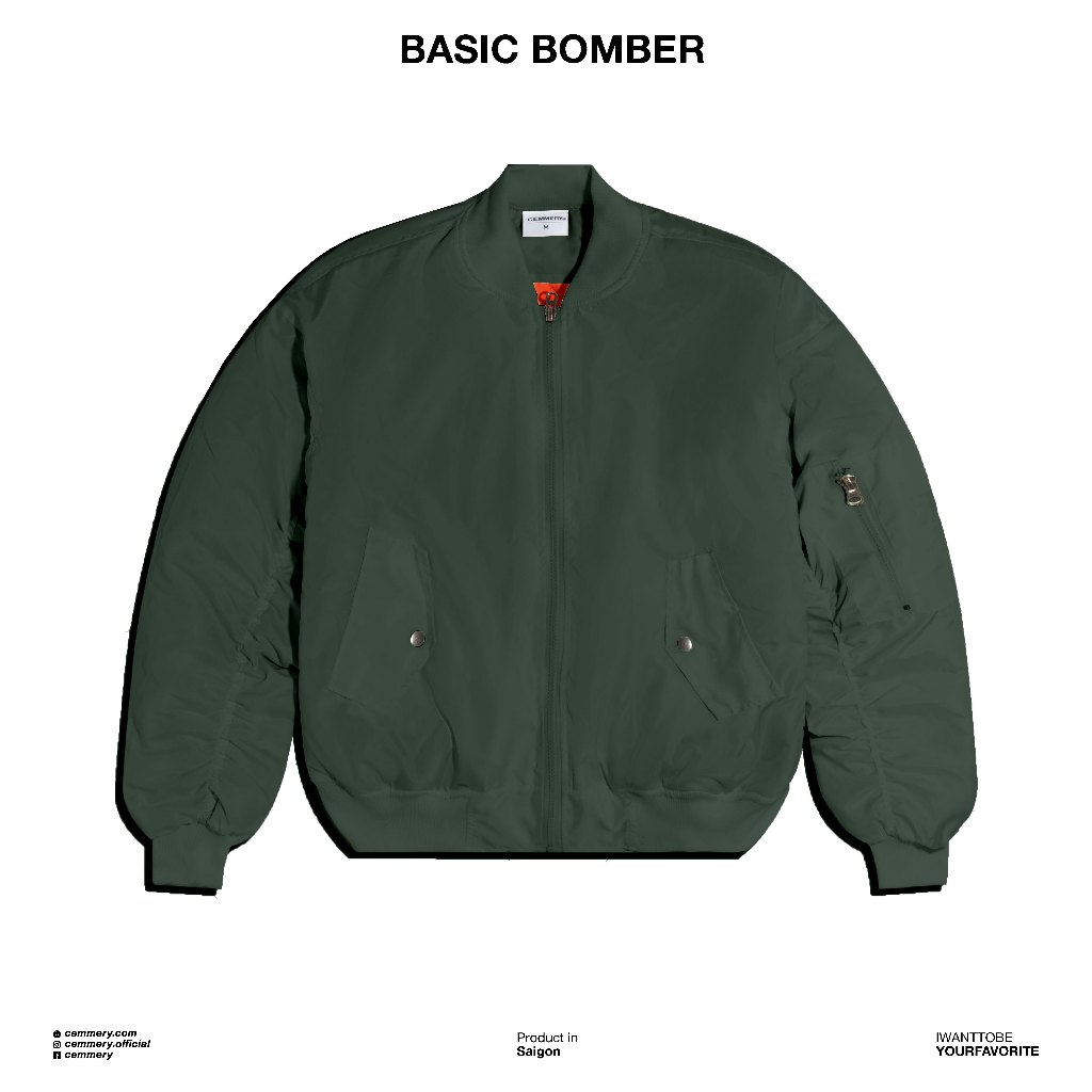 Áo Khoác Bomber lót chằn bông LocalBrand Cemmery BASIC BOMBER, áo bomber unisex nam nữ 4 Color