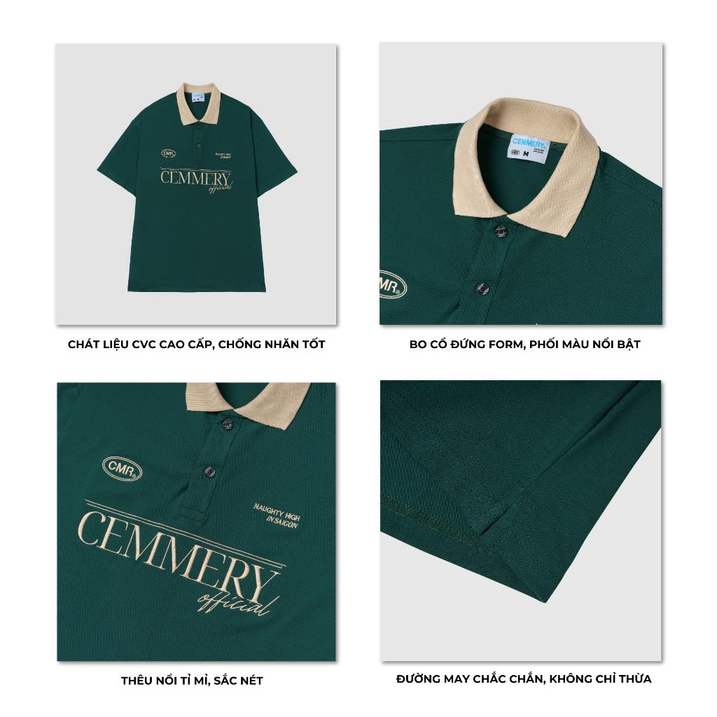 Áo Polo Local Brand CEMMERY Retro Polo, polo unisex vải CVC 250gsm chống nhăn 2 Color