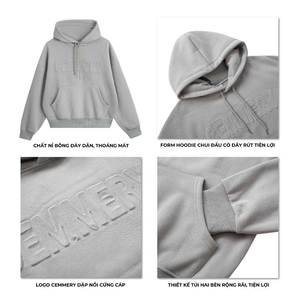 Áo Hoodie CEMMERY Local Brand BOXY HOODIE, áo khoác nỉ bông Unisex 5 Màu