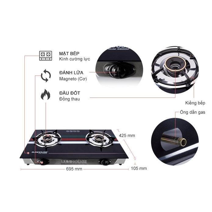 Bếp gas Sunhouse SHB202MT