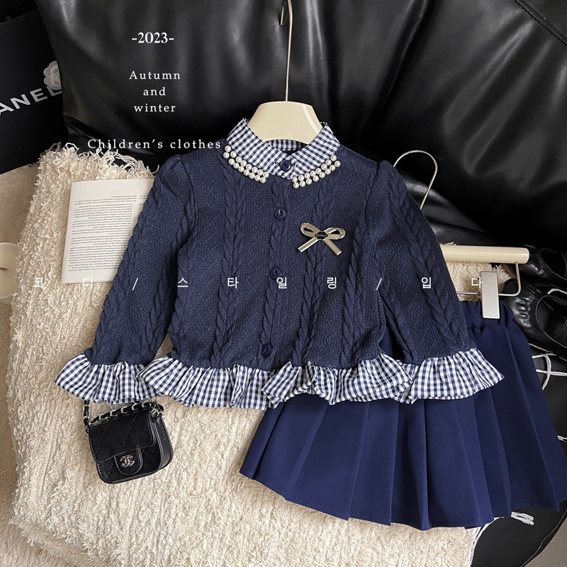 Set bộ thu đông dễ thương phong cách Hàn Quốc bé gái