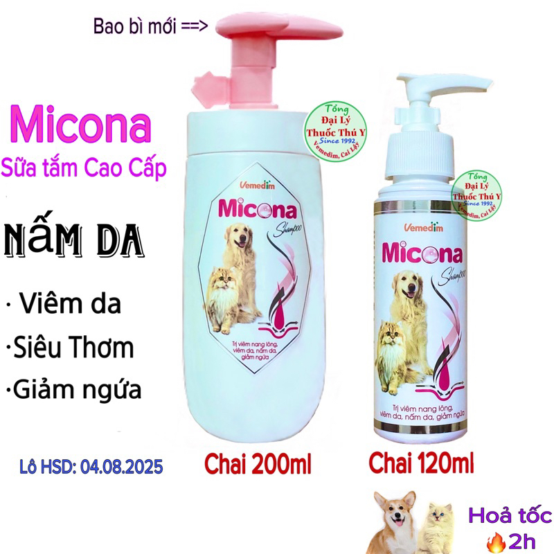 Micona Sữa tắm nấm da, viêm da, siêu thơm cho chó mèo