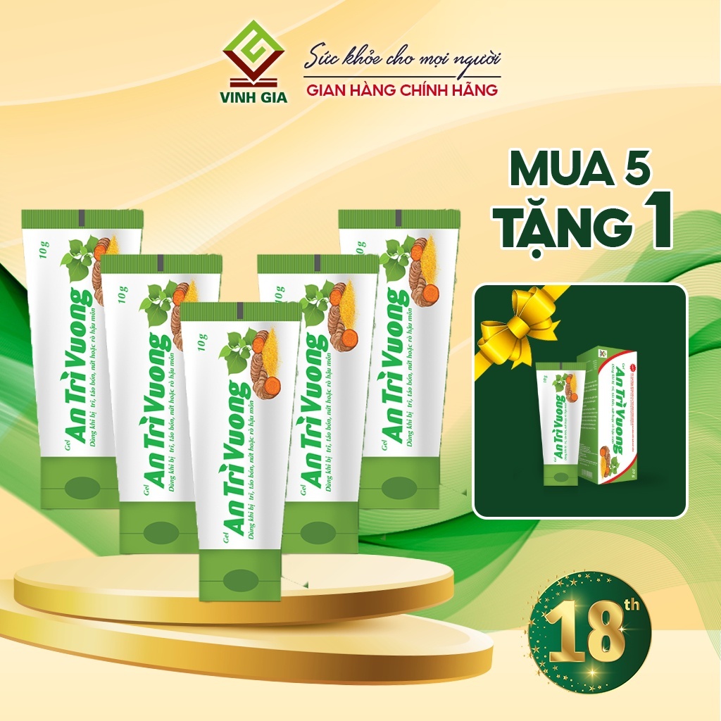 [Combo 5 Tặng 1] An Trĩ Vương Gel Cải Thiện Trĩ Nội, Trĩ Ngoại, Táo Bón, Nứt Kẽ Hậu Môn 20g/Tuýp ( ĐÃ HUỶ TEM TÍCH ĐIỂM)