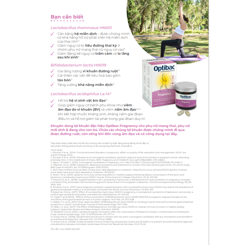 Men vi sinh OptiBac Probiotics For Pregnancy cho mẹ bầu và con bú cải thiện tiêu hoá, miễn dịch, viêm phụ khoa