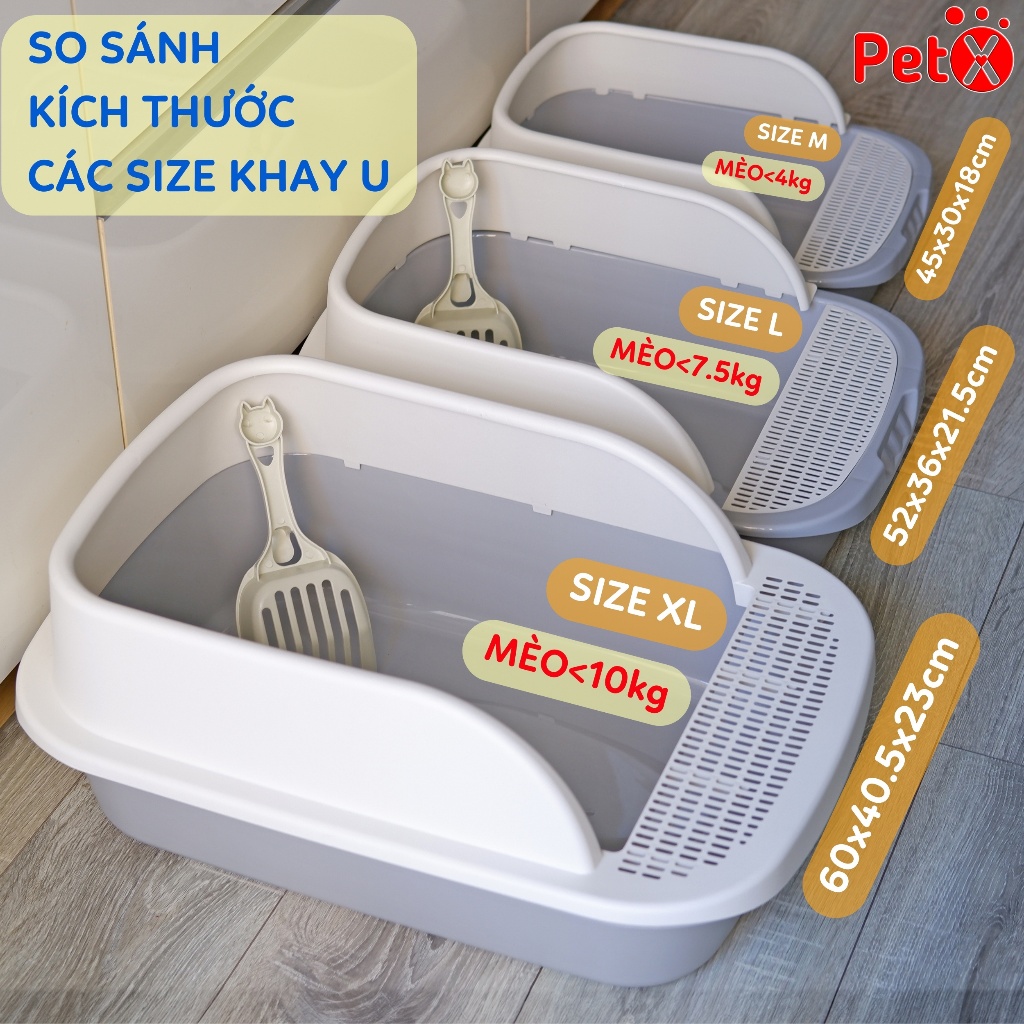 Khay vệ sinh mèo cỡ XL khay U to cho mèo đến 10kg