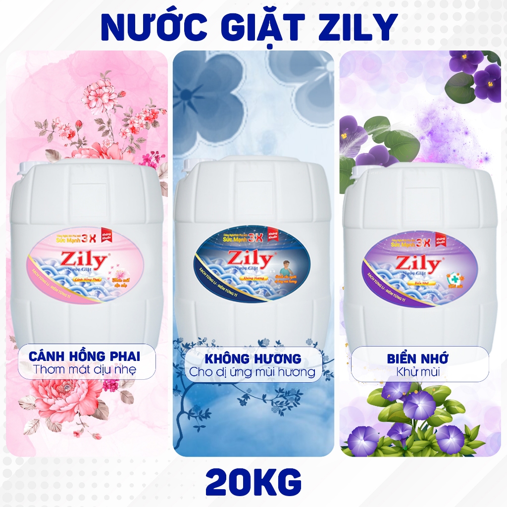 Nước Giặt Zily Can 20Kg - Tặng 1 Chai Xả Vải 5 Kg Biển Tình