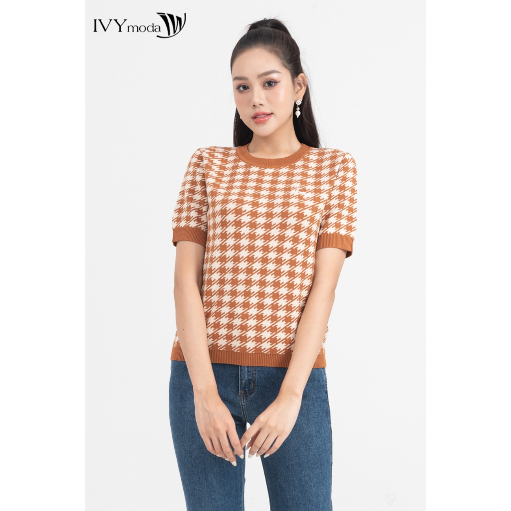 Áo len kẻ caro nữ IVY moda MS 57M7868