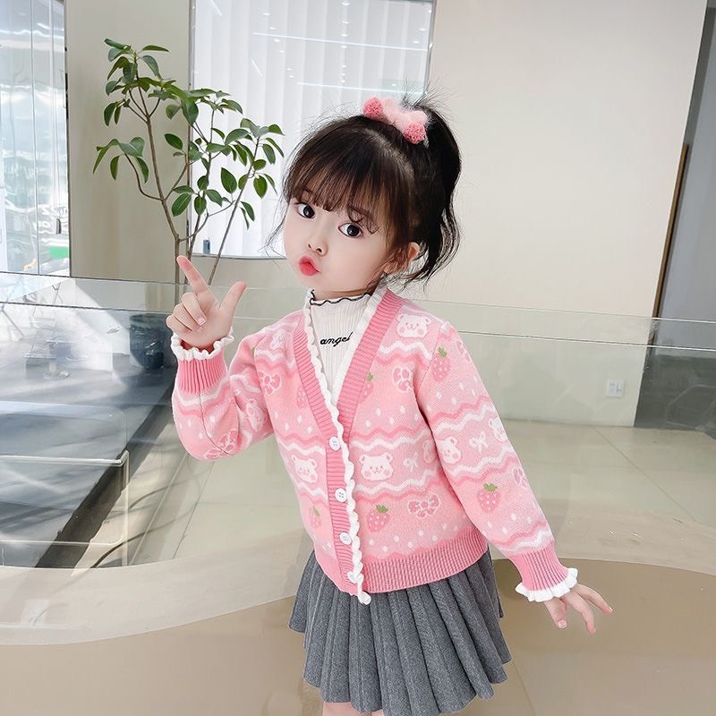 BST Áo Cardigan Họa Tiết Dâu Gấu, Cherry Cho Bé Gái - Jumping Beans Official Store
