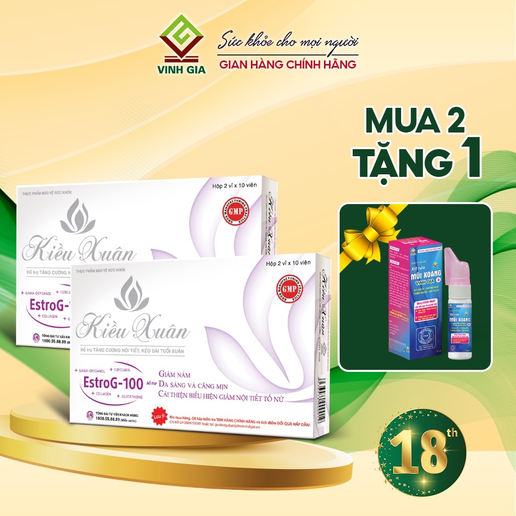 Combo 2 Hộp Viên Uống Sáng Da Giảm Nám KIỀU XUÂN Bổ Sung Collagen Tăng Cường Nội Tiết Tố Nữ