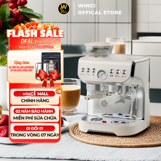 Máy xay hạt cà phê và pha cà phê espresso winci em5212, bảo hành 2 năm.