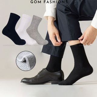 Tất nam cổ cao GOMTAT mẫu sọc gân chất liệu cotton cao cấp thoáng khí, khử mùi hôi tốt  -FIVE-MARK