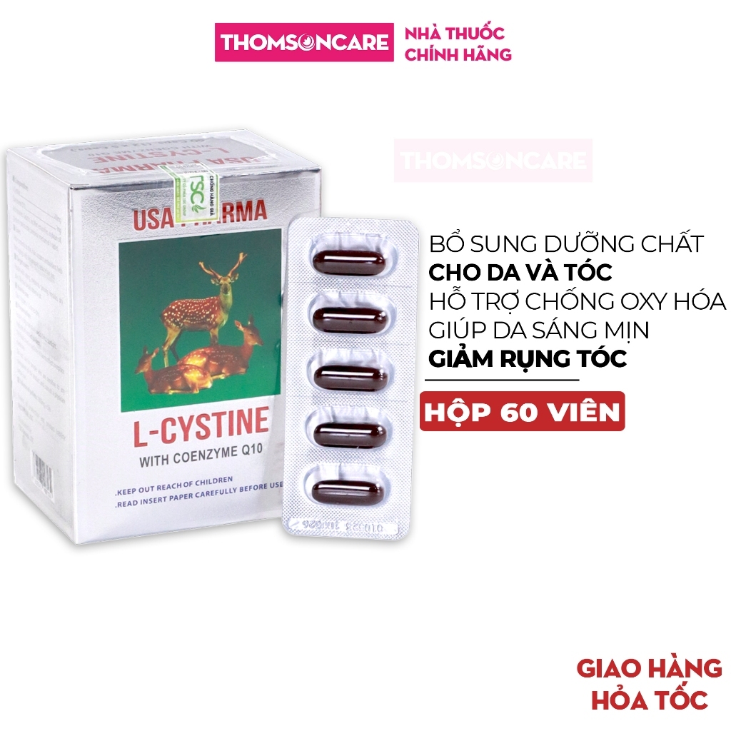 Lcystine Bổ sung dưỡng chất cho da và tóc, giúp chống oxy hóa, da đẹp sáng mịn hơn - Hộp 60 Viên