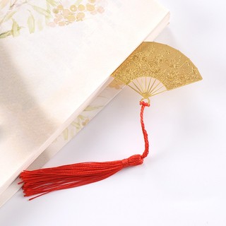 Bookmark quạt hoa đào tam sinh tam thế bookmark cổ trang kim loại tua rua