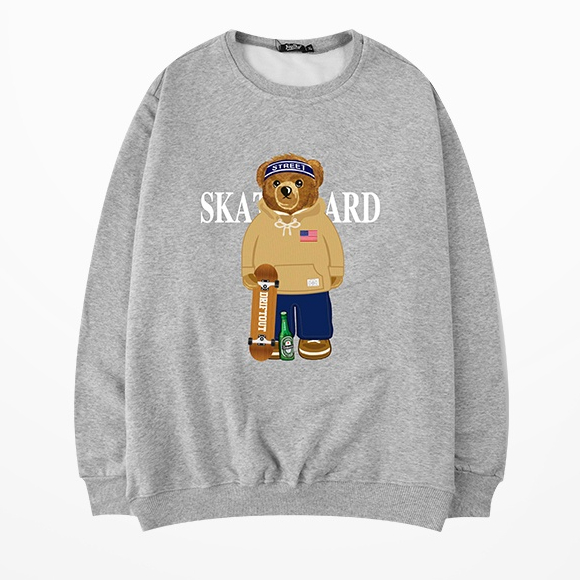 Áo nỉ cổ tròn nữ sweater dài tay thu đông in hình gấu chonmua365