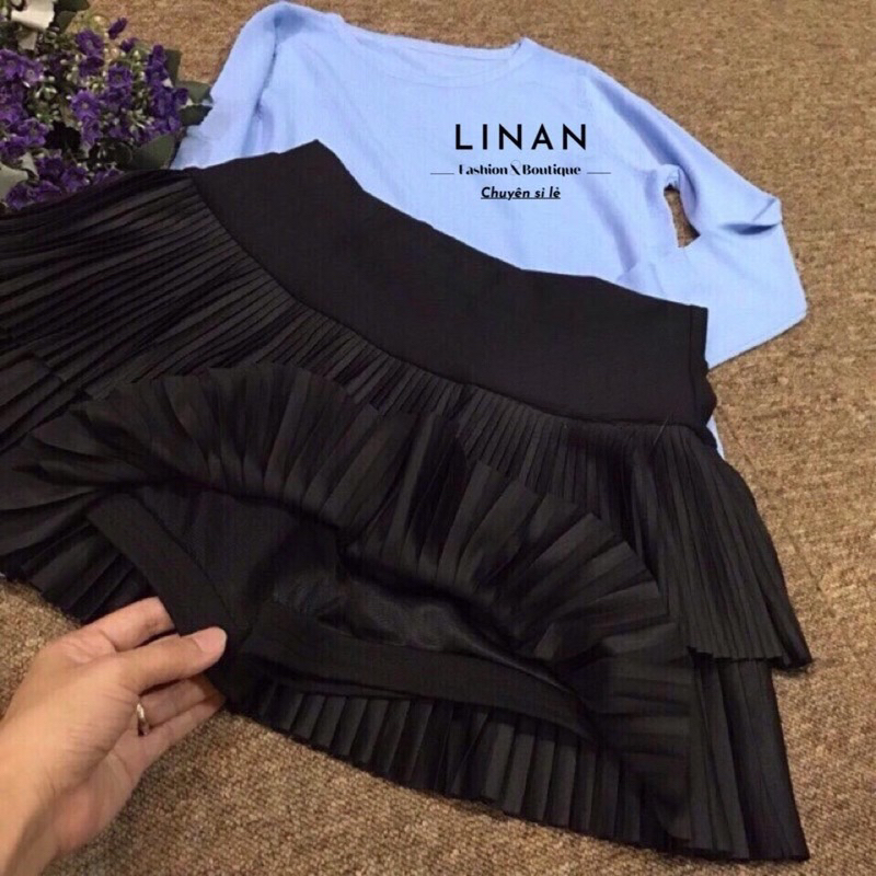 Chân váy dập ly 2 tầng umy - LINAN