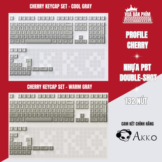 Bộ keycap AKKO set Cool Gray- Warm Gray chất liệu PBT cao cấp double shot , Cherry profile , 132 nút bàn phím