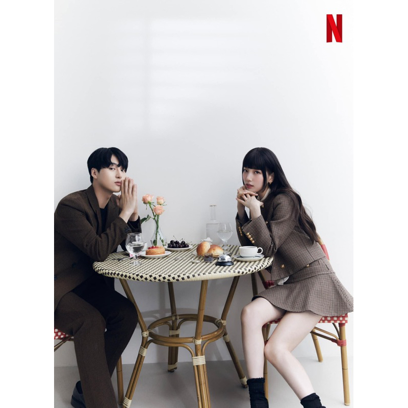 Set áo vest đính cúc + chân váy xoè Doona Bae Suzy