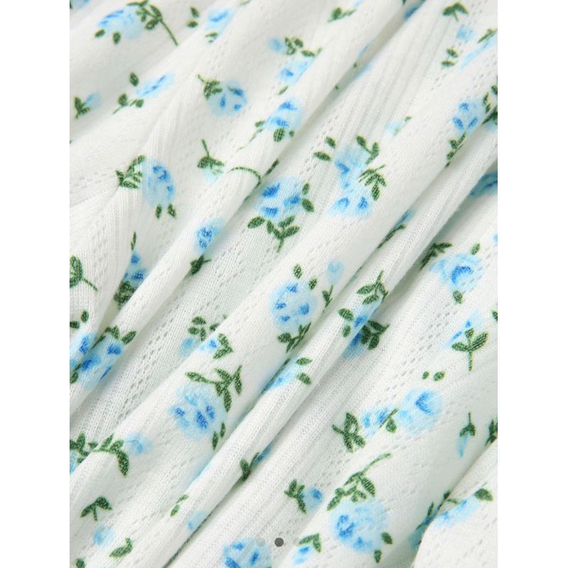 Set áo hoa nhí xanh + quần ống suông Doona