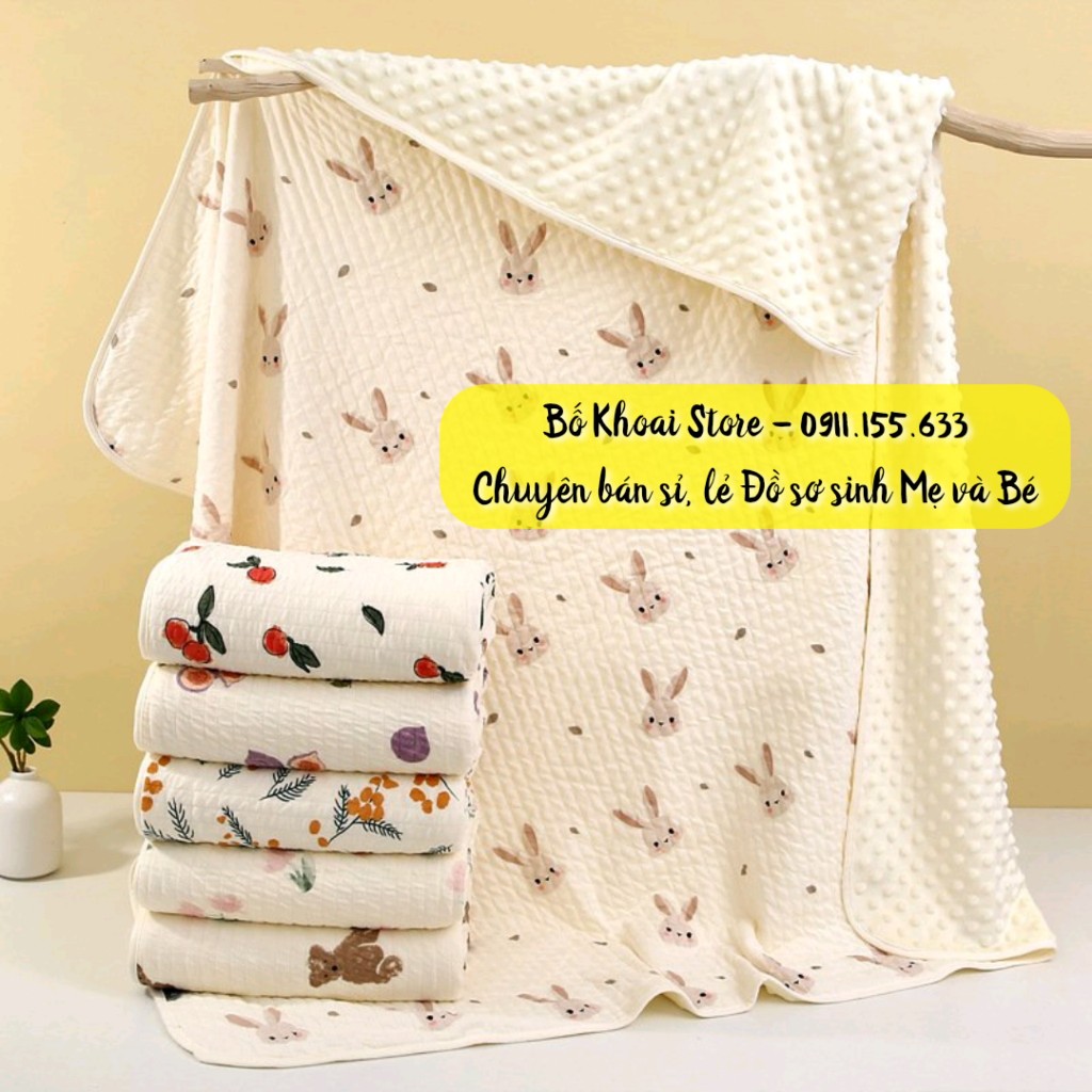 Chăn sợi tre nhung hạt đậu ZELOO - Chăn nhung hạt đậu 4 mùa, chăn nằm điều hòa cho bé - Bố Khoai Store