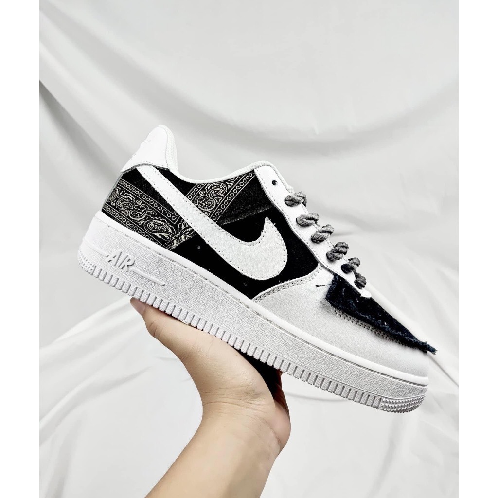 Giày Air Force 1 Thổ Cẩm Đen Trắng,Giày AF1 Travis Bigbag Dây Thừng Bản Classic Cao Cấp Full Size