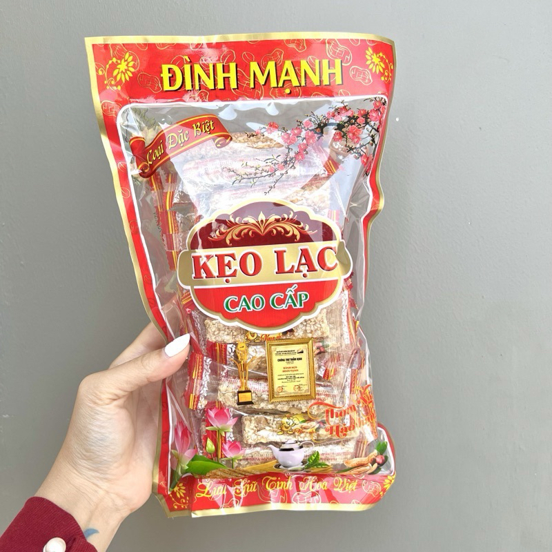 Kẹo đậu phộng -kẹo lạc Đình Mạnh gói 450g -Đặc sản Thái Bình