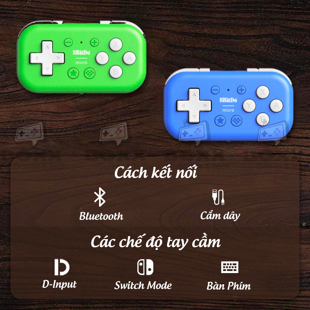 Tay Cầm Chơi Game 8BitDo Micro cho Nintendo Switch, Máy Tính, Điện Thoại