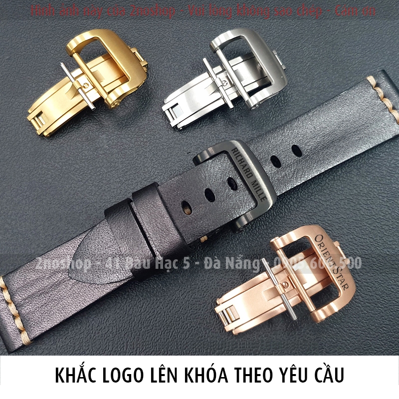 Khóa bướm kiểu gập cho dây da silicon đồng hồ Richard Mille có thể khắc logo Hamilton Orient Star Patek Philippe - K2307
