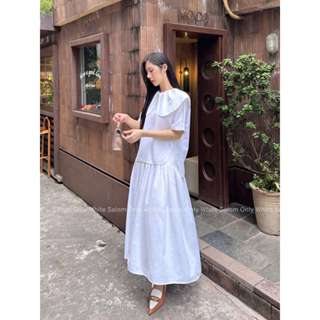 Set Áo Sen và Chân Váy Yên - Áo Cổ Sen và Chân váy Linen Cạp Cao SALOM (Ảnh thật chính chủ)